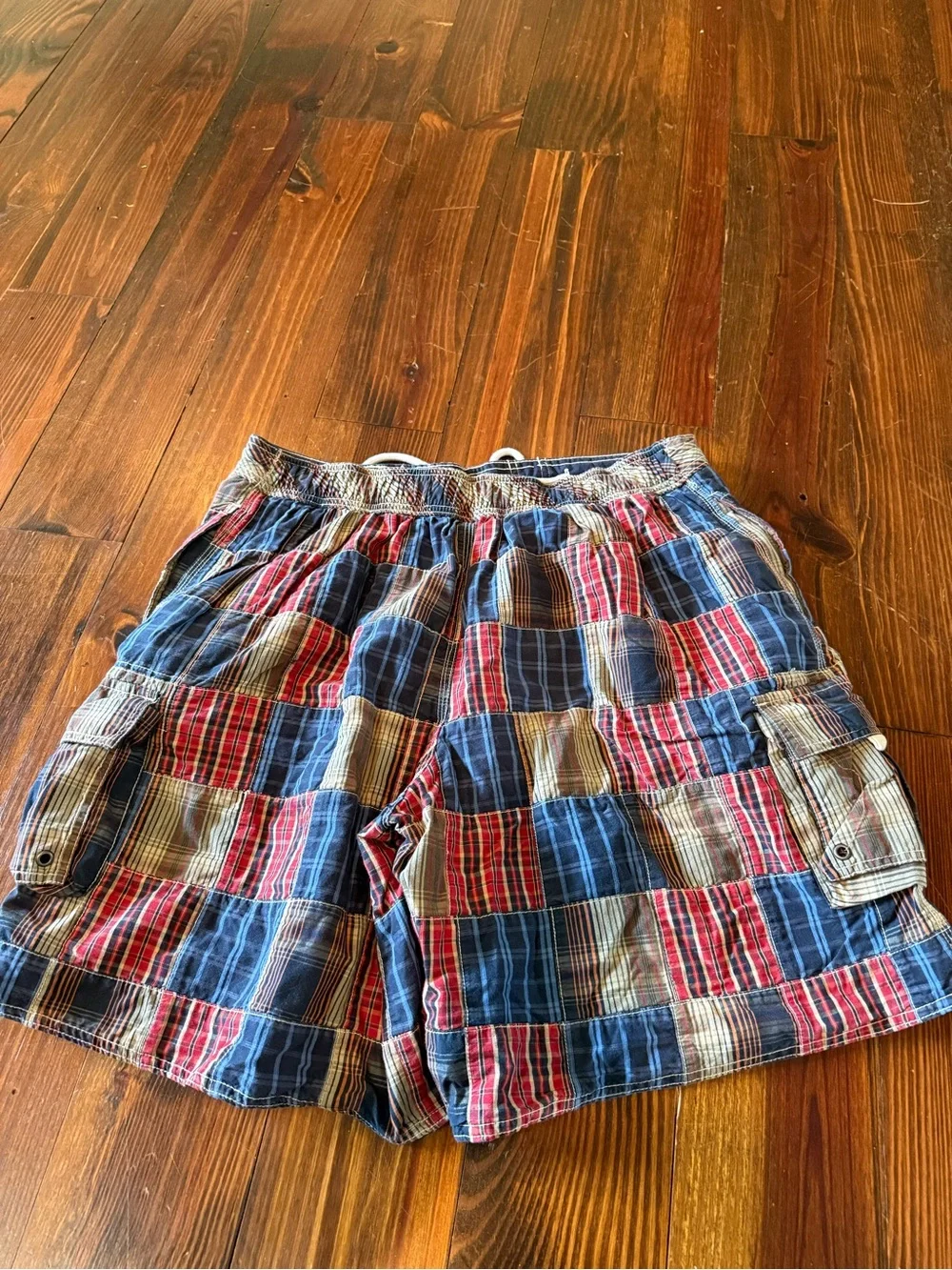 Men's Plaid Swim Shorts - Blue & Red